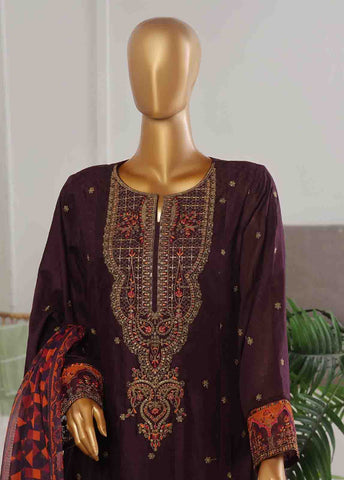 Bin Saeed Fabric - BNS-FR-008- 3 Piece Embroidered Jacquard Stitched Suit