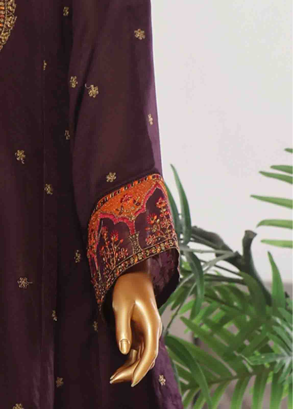 Bin Saeed Fabric - BNS-FR-008- 3 Piece Embroidered Jacquard Stitched Suit