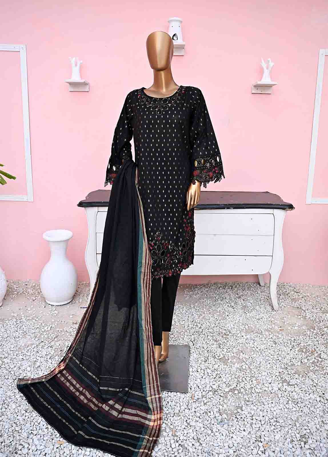Bin Saeed Fabric - BNSE-015- 3 Piece Jacquard Embroidered collection