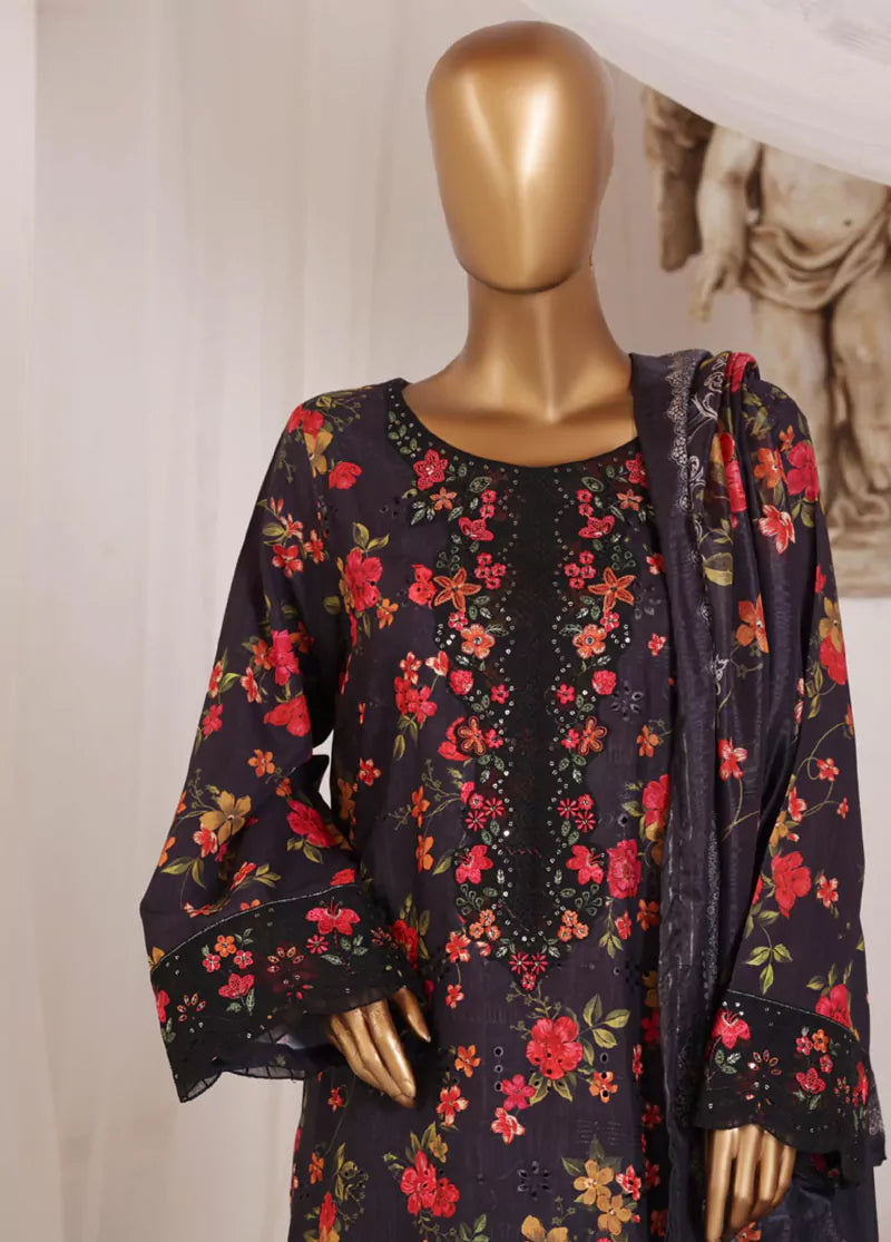3 Piece Chikankari Stitched MultiColor Lawn Suit with Trouser & Dupatta