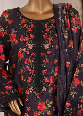 3 Piece Chikankari Stitched MultiColor Lawn Suit with Trouser & Dupatta