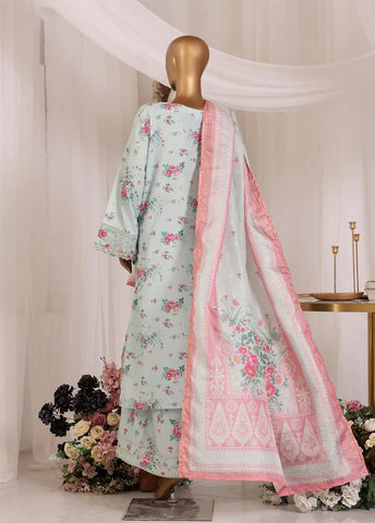 3 Piece Chikankari Stitched Light Blue Color Lawn Suit with Trouser & Dupatta