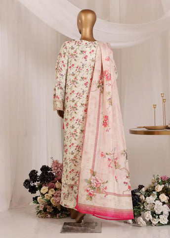 3 Piece Chikankari Stitched Beige Color Lawn Suit with Trouser & Dupatta