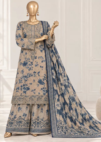 3 Piece ChikanKari Stitched Sand Brown Color Viscose Shirt with Trouser & Dupatta