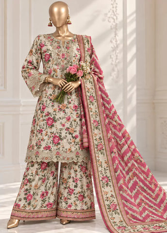 3 Piece ChikanKari Stitched MultiColor Viscose Shirt with Trouser & Dupatta