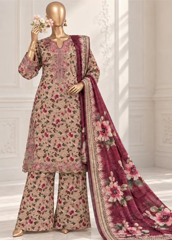 3 Piece ChikanKari Stitched MultiColor Viscose Shirt with Trouser & Dupatta