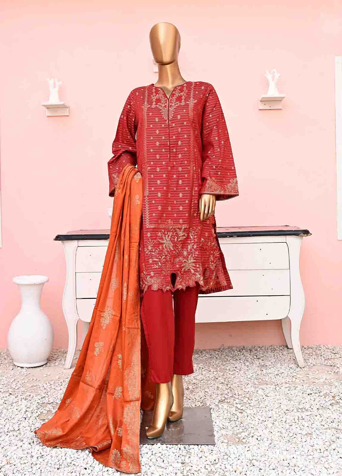 Bin Saeed Fabric - BS-2304- 3 Piece Jacquard Embroidered collection