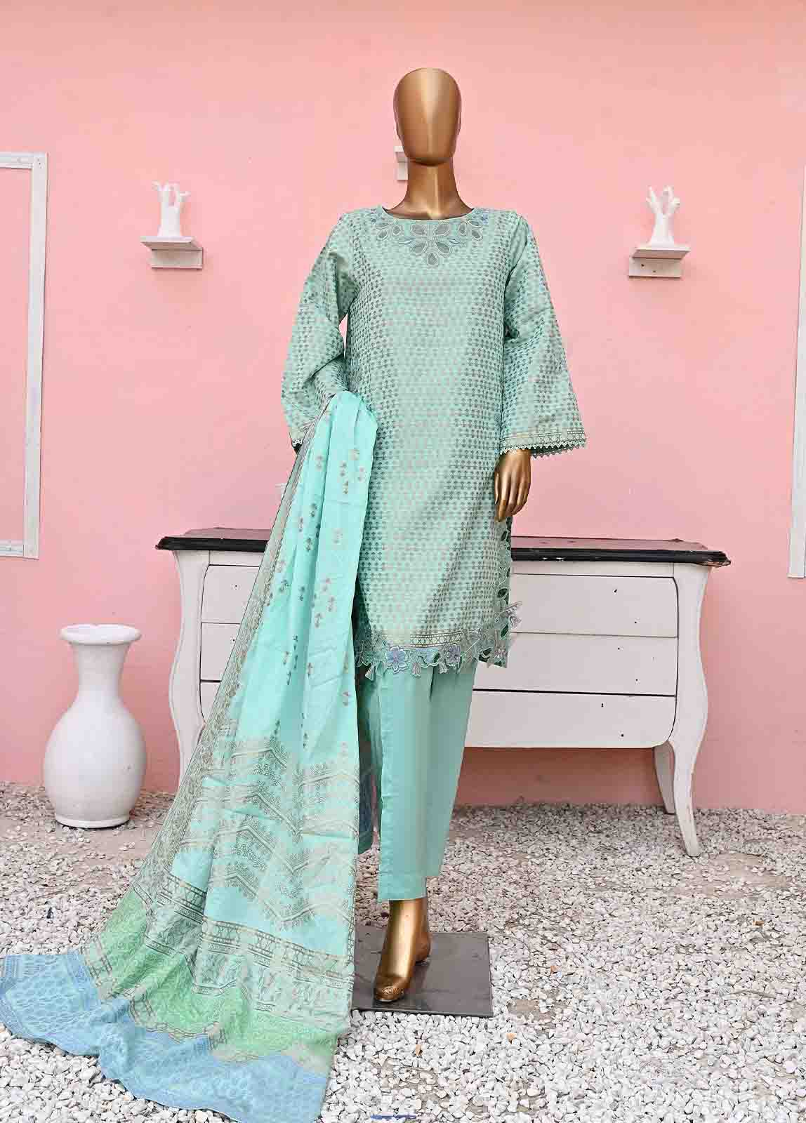 Bin Saeed Fabric - BSH-2318-B- 3 Piece Jacquard Embroidered collection