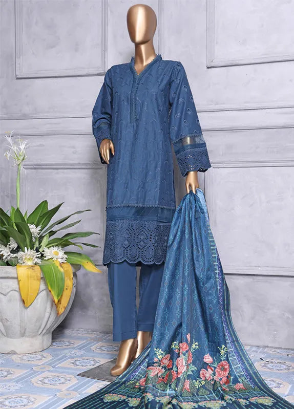 Bin Saeed Fabric - BTS-0014 - 3 Piece ChikanKari Stitched Suit
