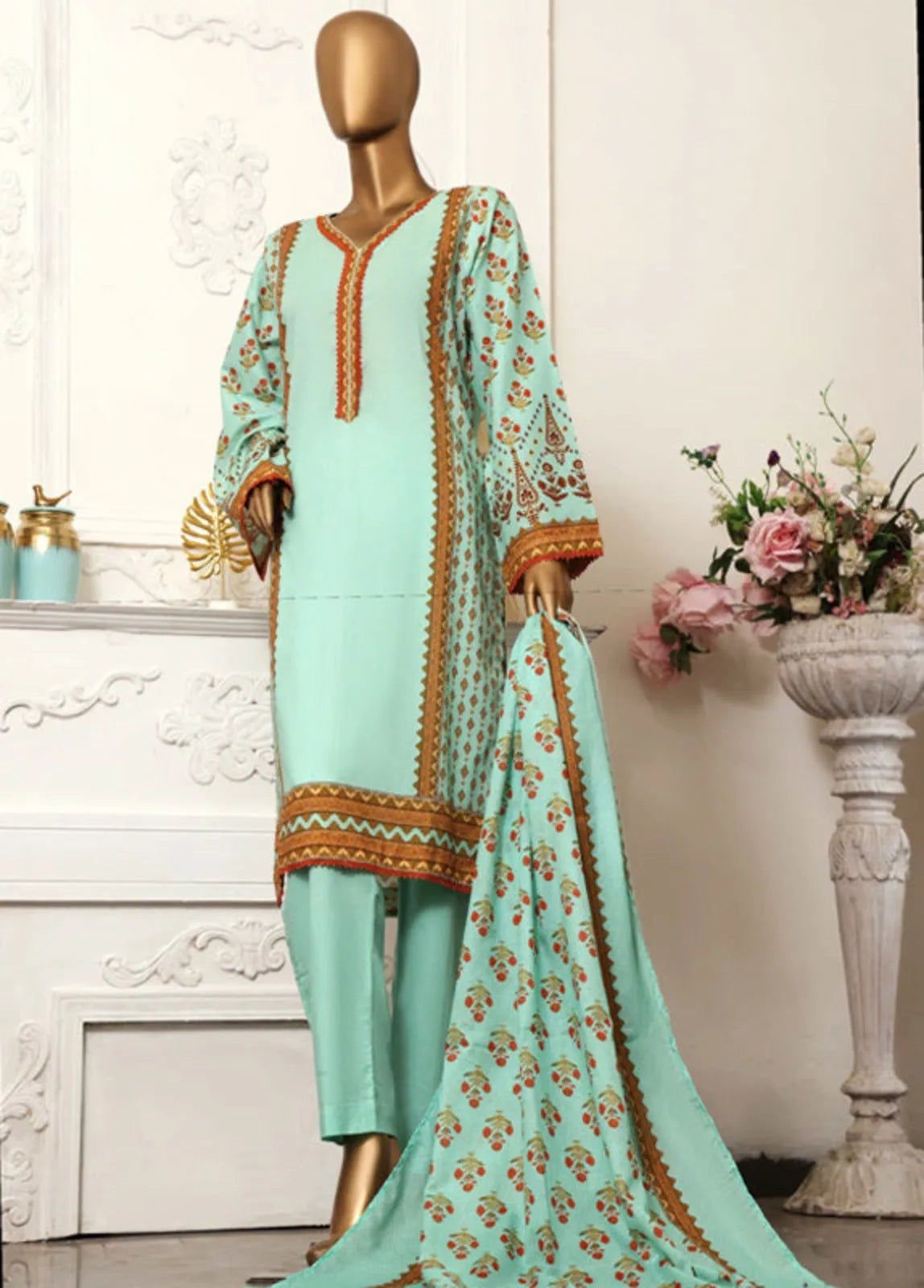 Bin Saeed Fabric - CF-0032 -  3 Piece Printed Cotton