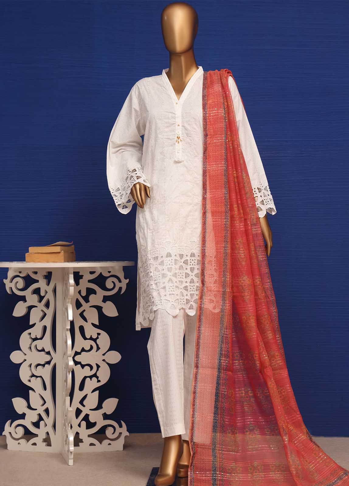 Bin Saeed Fabric - CMS-25-TF 3 Piece Chikankari Stitched Suit