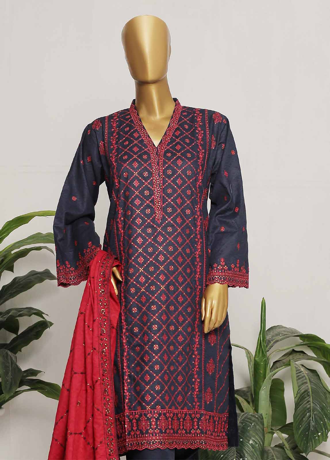 CMS-31-TF- 3 Piece Embroidered Stitched Suit