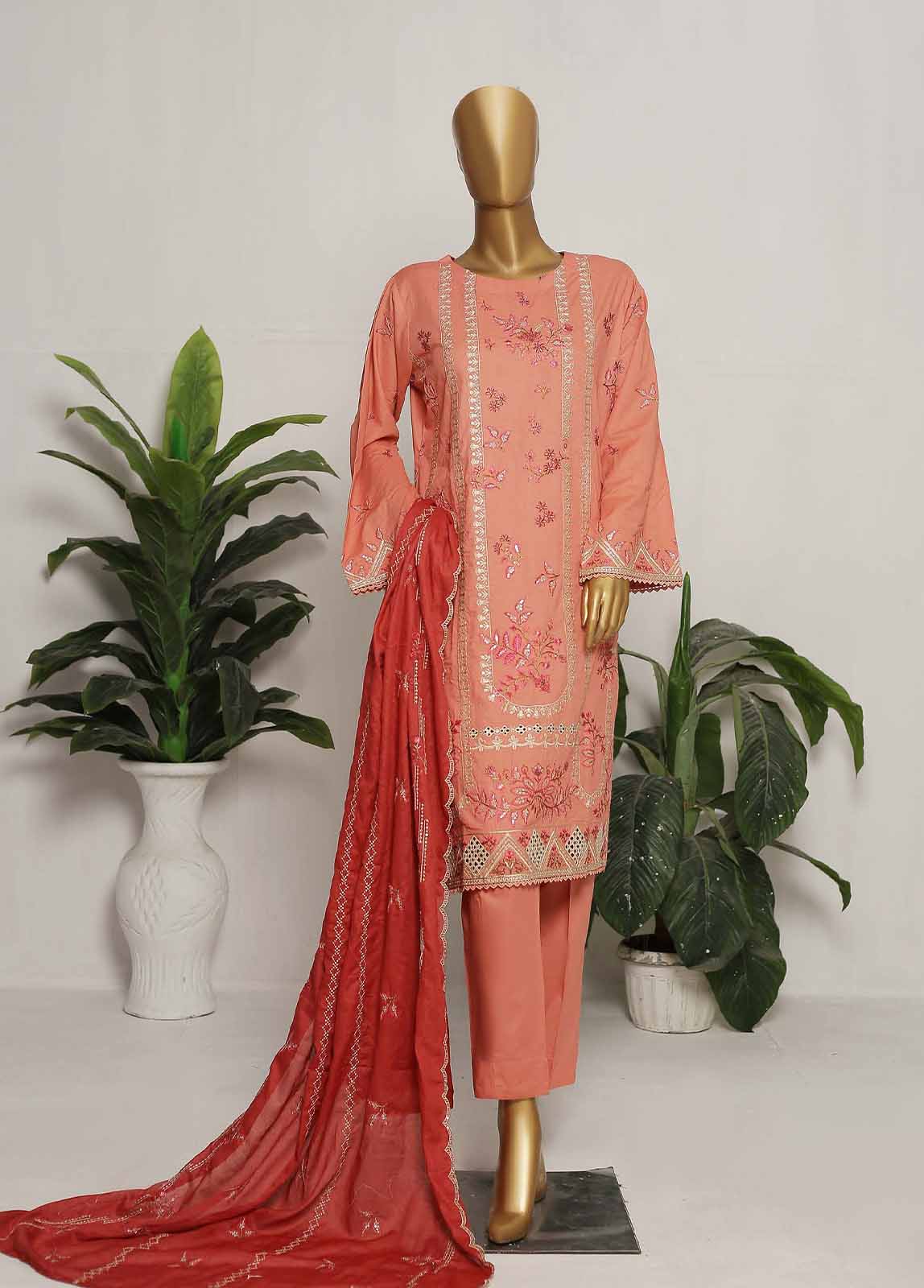 Bin Saeed Fabric - CMS-38-TF- 3 Piece Embroidered Stitched Suit