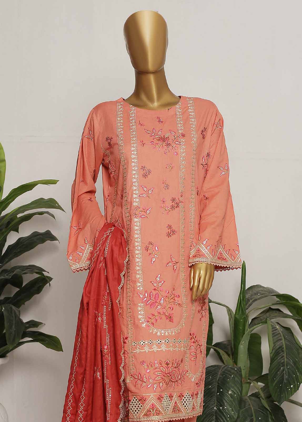 CMS-38-TF- 3 Piece Embroidered Stitched Suit