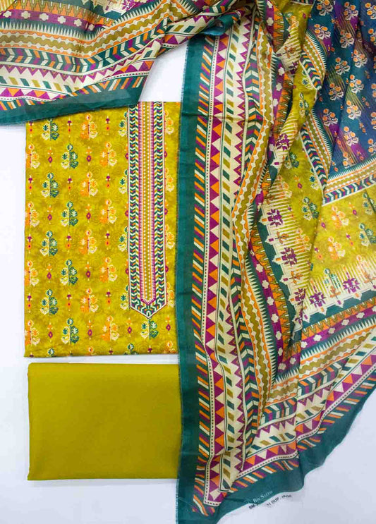 Bin Saeed Fabric - D-0161-3 Piece Lawn Digital Printed UnStitched Suit
