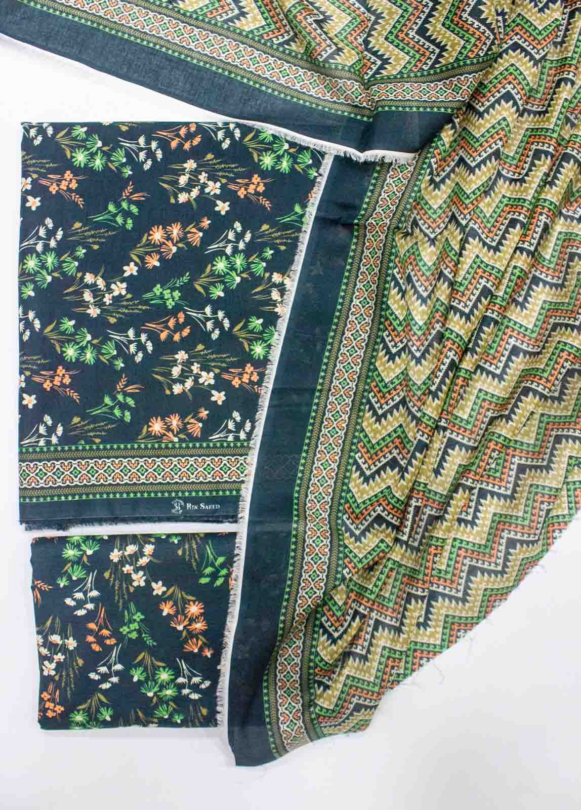 Bin Saeed Fabric - D-0219-3 Piece Lawn Digital Printed UnStitched Suit