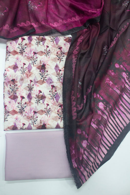 D-726-3 Cotton Digital Printed UnStitched Suit