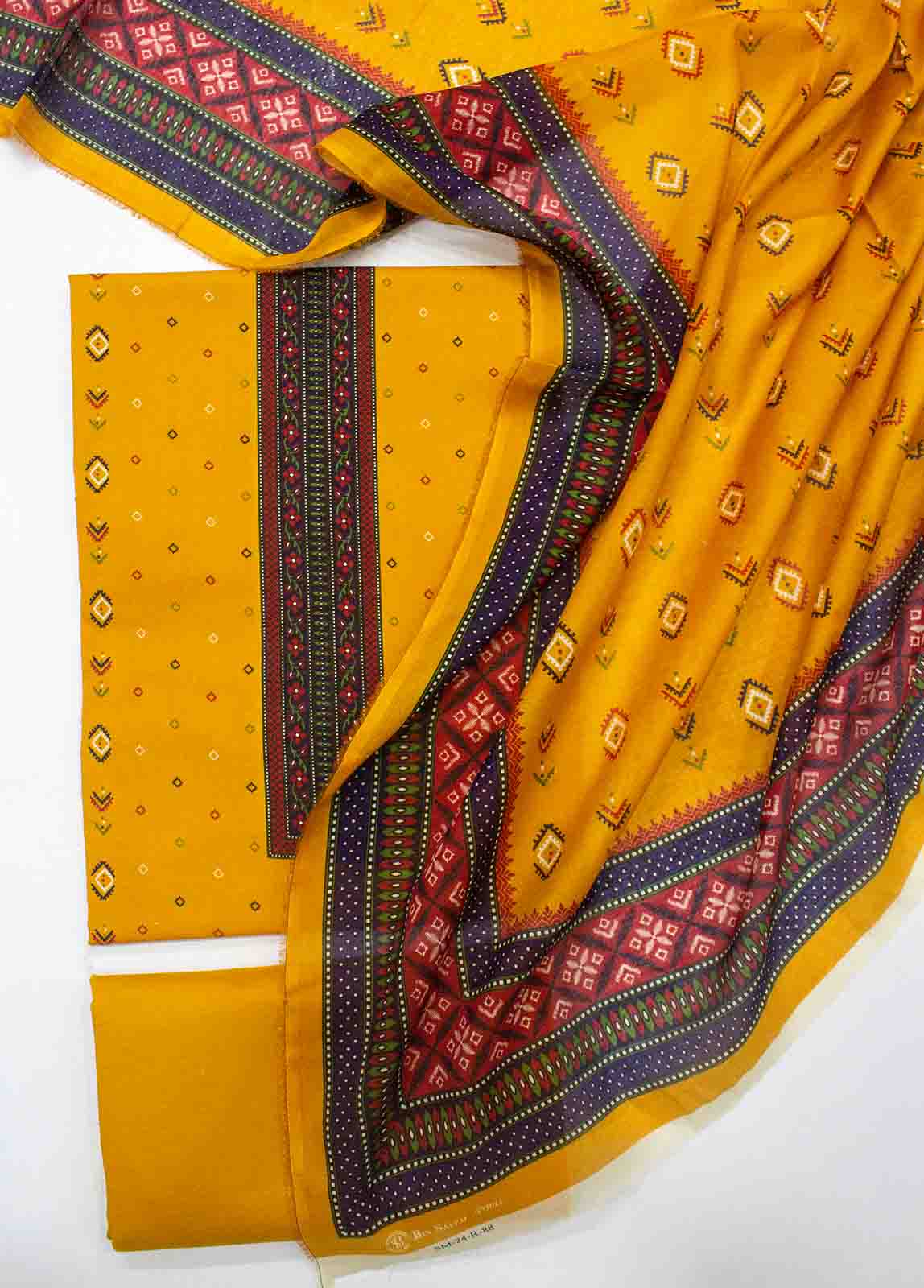 Bin Saeed Fabric - D-088-3 Piece Lawn Digital Printed UnStitched Suit