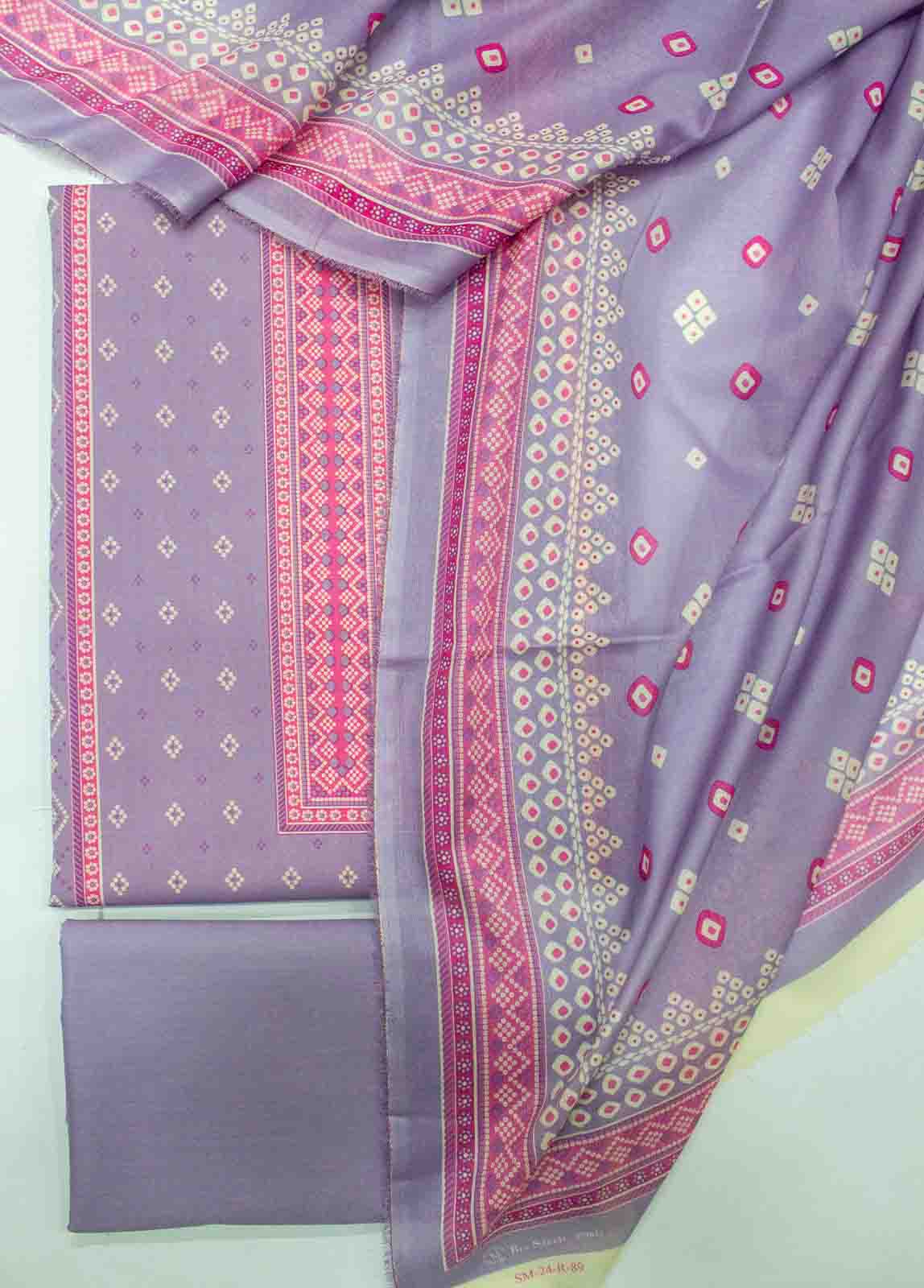 Bin Saeed Fabric - D-089-3 Piece Lawn Digital Printed UnStitched Suit