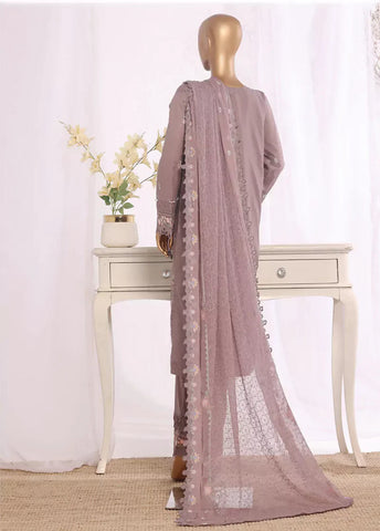 3 Piece Muave Color Embroidered Lawn Shirt with Embroidered Trouser & Dupatta