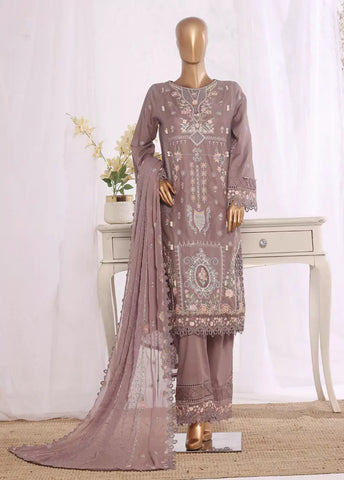3 Piece Muave Color Embroidered Lawn Shirt with Embroidered Trouser & Dupatta