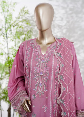 3 Piece Muave Color Embroidered Lawn Shirt with Embroidered Trouser & Dupatta