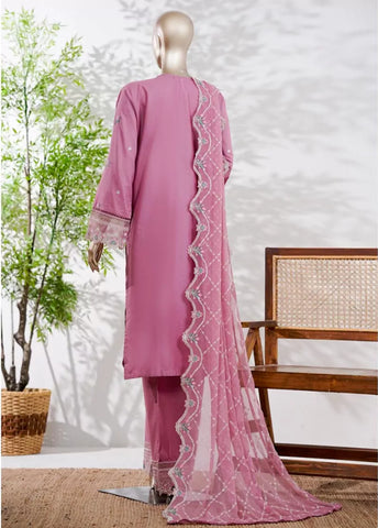 3 Piece Muave Color Embroidered Lawn Shirt with Embroidered Trouser & Dupatta