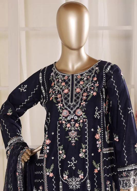 3 Piece Black Color Embroidered Lawn Shirt with Trouser & Embroidered Dupatta