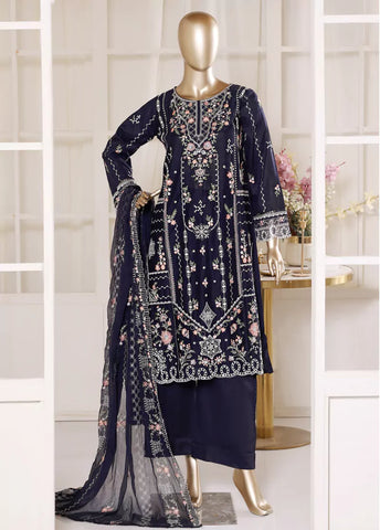 3 Piece Black Color Embroidered Lawn Shirt with Trouser & Embroidered Dupatta