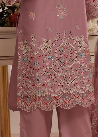 3 Piece Muave Color Embroidered Lawn Shirt with Trouser & Embroidered Dupatta