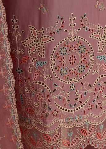 3 Piece Muave Color Embroidered Lawn Shirt with Trouser & Embroidered Dupatta