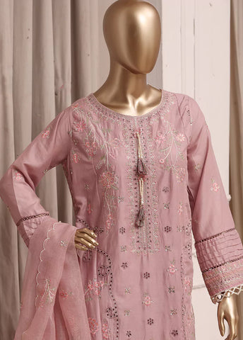 3 Piece Muave Color Embroidered Lawn Shirt with Trouser & Embroidered Dupatta