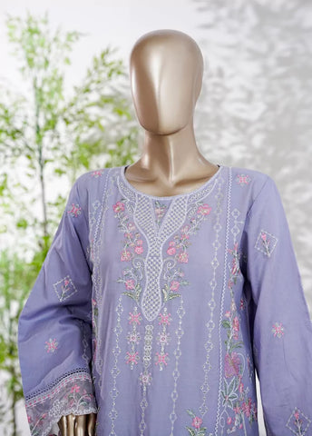 3 Piece Lilac Color Embroidered Lawn Shirt with Trouser & Embroidered Dupatta