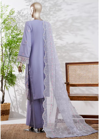 3 Piece Lilac Color Embroidered Lawn Shirt with Trouser & Embroidered Dupatta