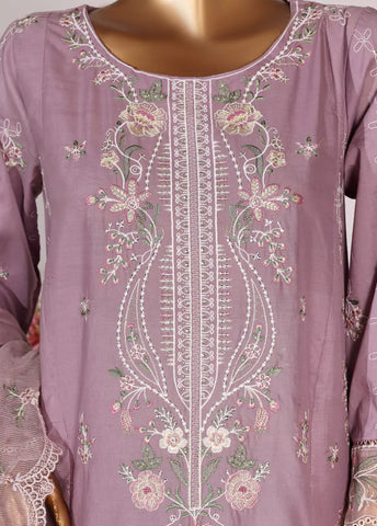 3 Piece Lilac Color Embroidered Lawn Shirt with Trouser & Embroidered Dupatta