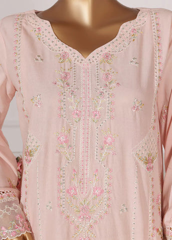 3 Piece Pastel Pink Color Embroidered Lawn Shirt with Embroidered Trouser & Dupatta