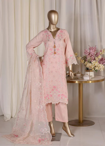 3 Piece Pastel Pink Color Embroidered Lawn Shirt with Trouser & Embroidered Dupatta