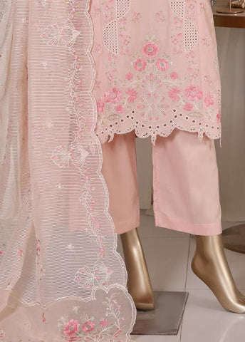 3 Piece Pastel Pink Color Embroidered Lawn Shirt with Trouser & Embroidered Dupatta