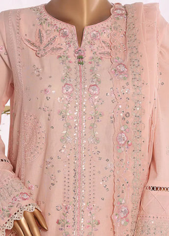3 Piece Pastel Pink Color Embroidered Lawn Shirt with Embroidered Trouser & Dupatta