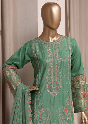 3 Piece Seafoam Green Color Embroidered Lawn Shirt with Trouser & Embroidered Dupatta