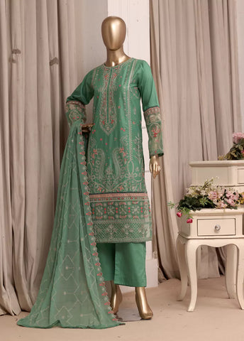 3 Piece Seafoam Green Color Embroidered Lawn Shirt with Trouser & Embroidered Dupatta