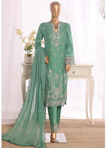 3 Piece Seafoam Green Color Embroidered Lawn Shirt with Embroidered Trouser & Dupatta
