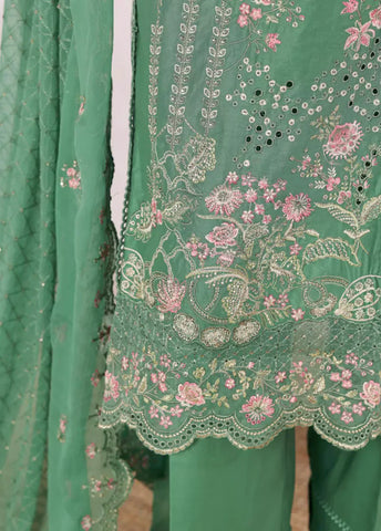 3 Piece Seafoam Green Color Embroidered Lawn Shirt with Embroidered Trouser & Dupatta