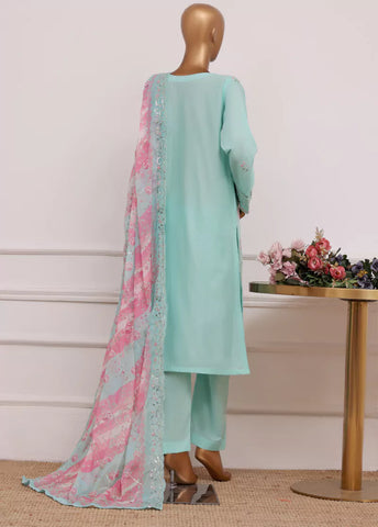 3 Piece Turquoise Color Embroidered Lawn Shirt with Trouser & Embroidered Dupatta