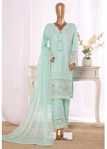 3 Piece Turquoise Color Embroidered Lawn Shirt with Embroidered Trouser & Dupatta