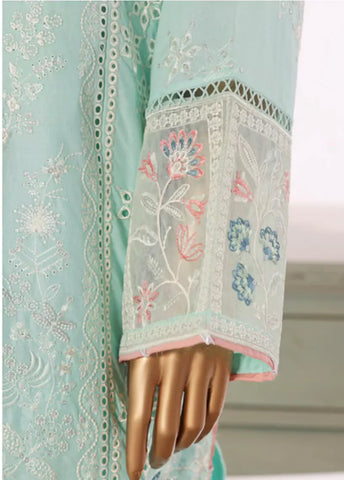 3 Piece Turquoise Color Embroidered Lawn Shirt with Embroidered Trouser & Dupatta