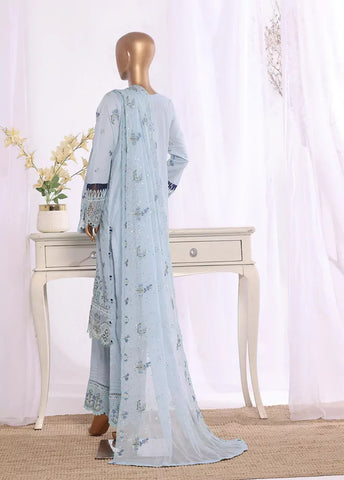 3 Piece Ice Blue Color Embroidered Lawn Shirt with Embroidered Trouser & Dupatta