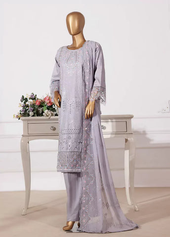 3 Piece Lilac Color Embroidered Lawn Shirt with Embroidered Trouser & Dupatta