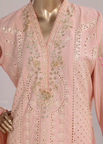 3 Piece Peach Color Embroidered Lawn Shirt with Trouser & Embroidered Dupatta