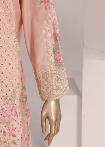 3 Piece Peach Color Embroidered Lawn Shirt with Trouser & Embroidered Dupatta